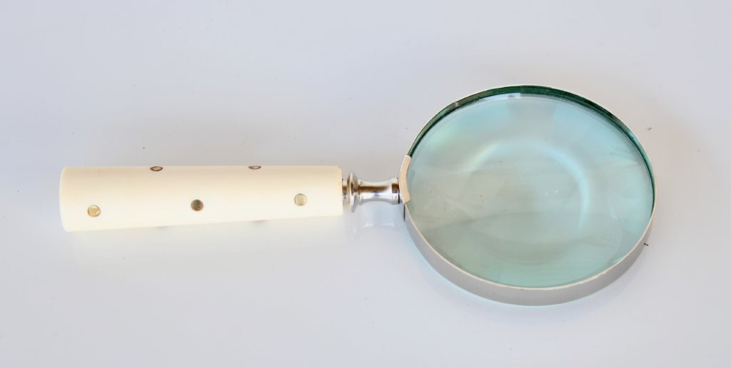 Silver Magnifying Glass Cream Hand Brass Spots